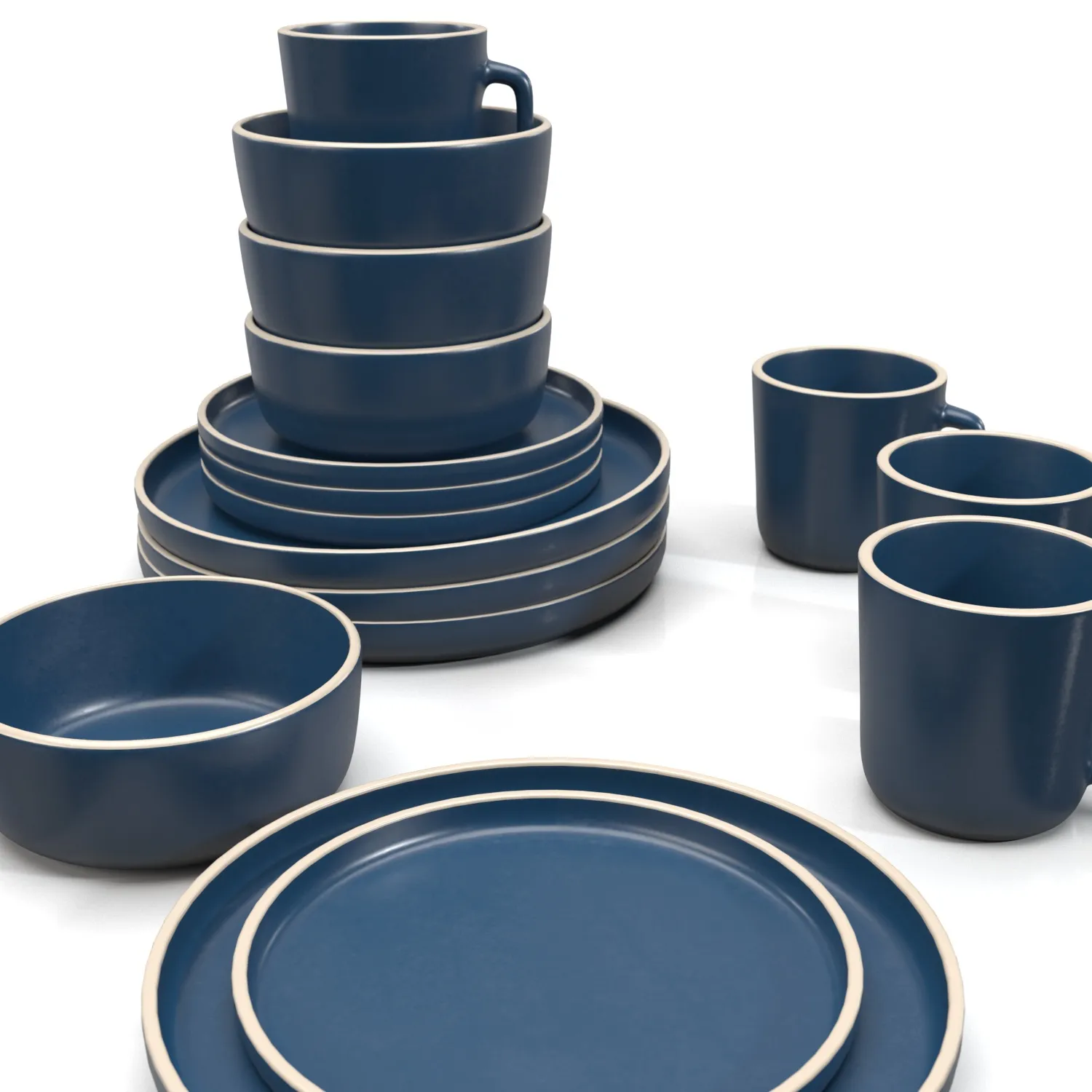 Gibson Home Zuma 16 Piece Round Kitchen Dinnerware Set PBR 3D Model_05